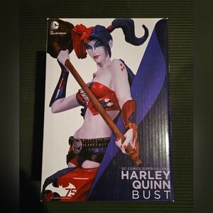 DC Super Villains Harley Quinn Jim Lee Blue, Red and white Bust